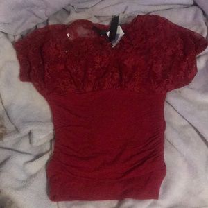 Red lace top solid bottom with attached red tank